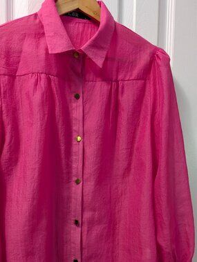 CBR Hot Pink Button-Down Long Sleeve Cuffed Blouse - Size M